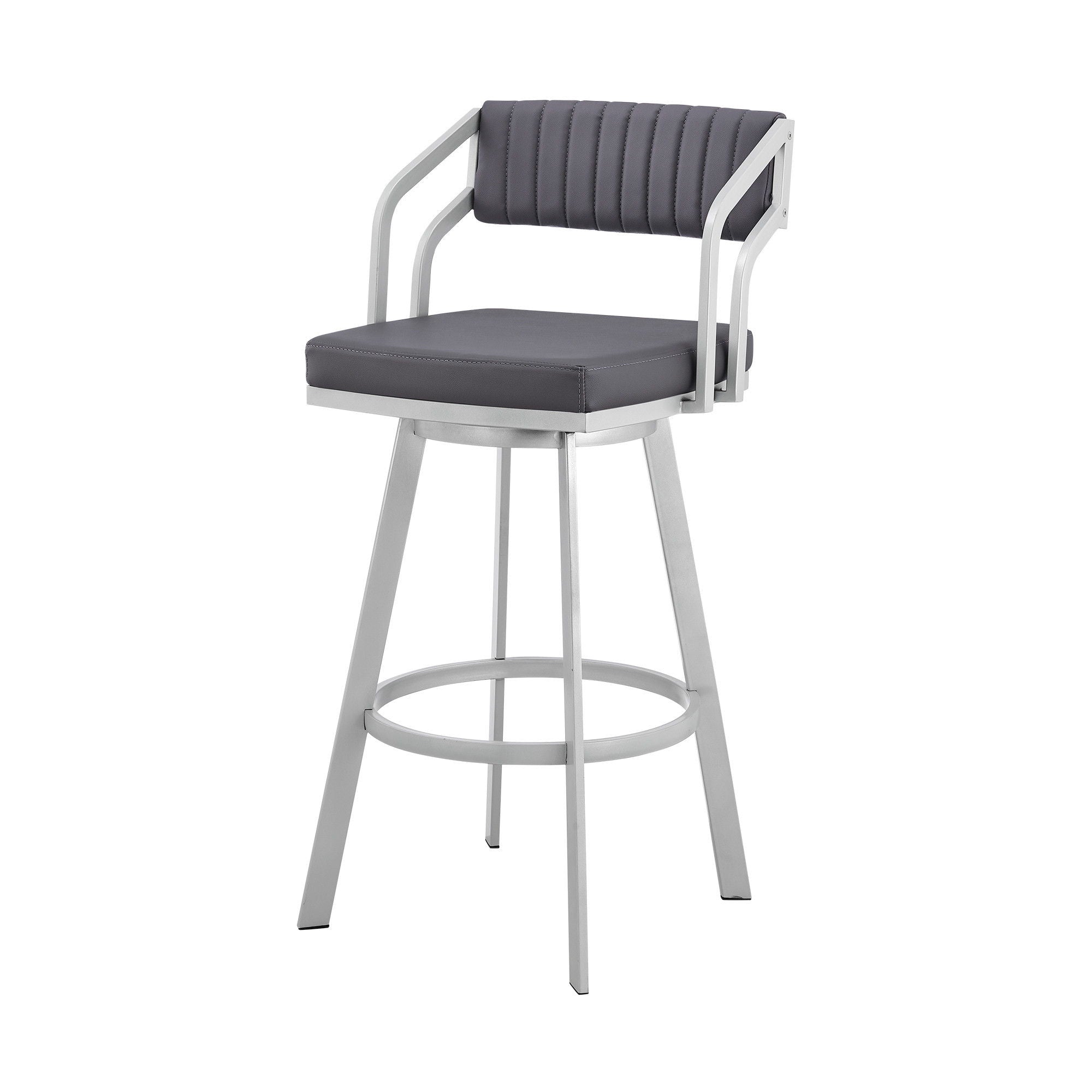 Swivel Low Back Counter Height Bar Chair - Slate Gray / Silver