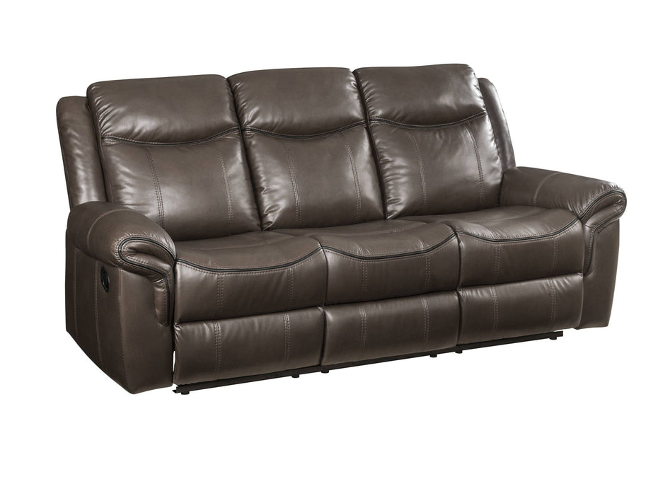 Faux Leather Reclining USB Sofa With Black Legs - Brown