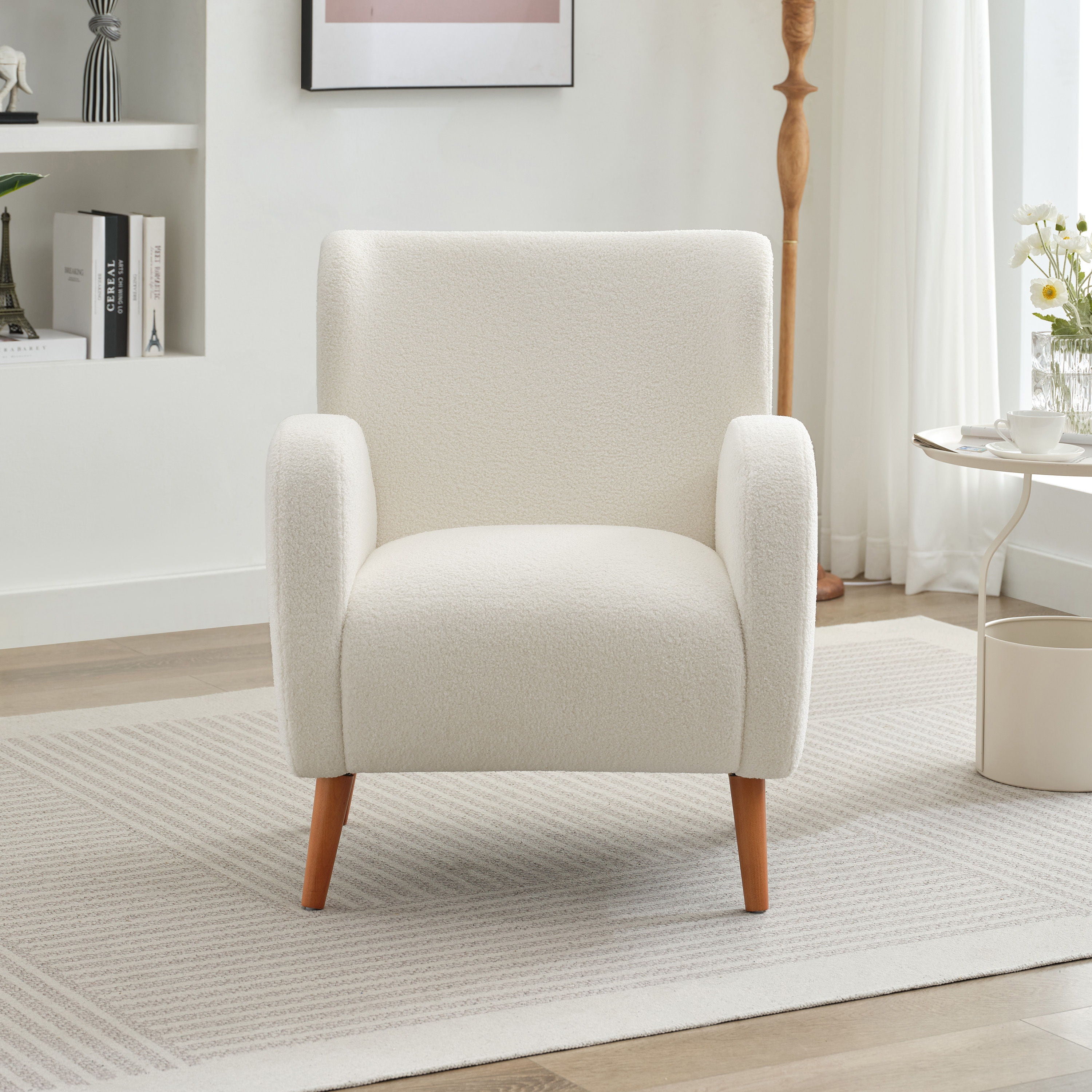 Modern Wing Back Lounge Chair Stylish Design, Soft Fabric, Solid Wood Legs, Durable Frame