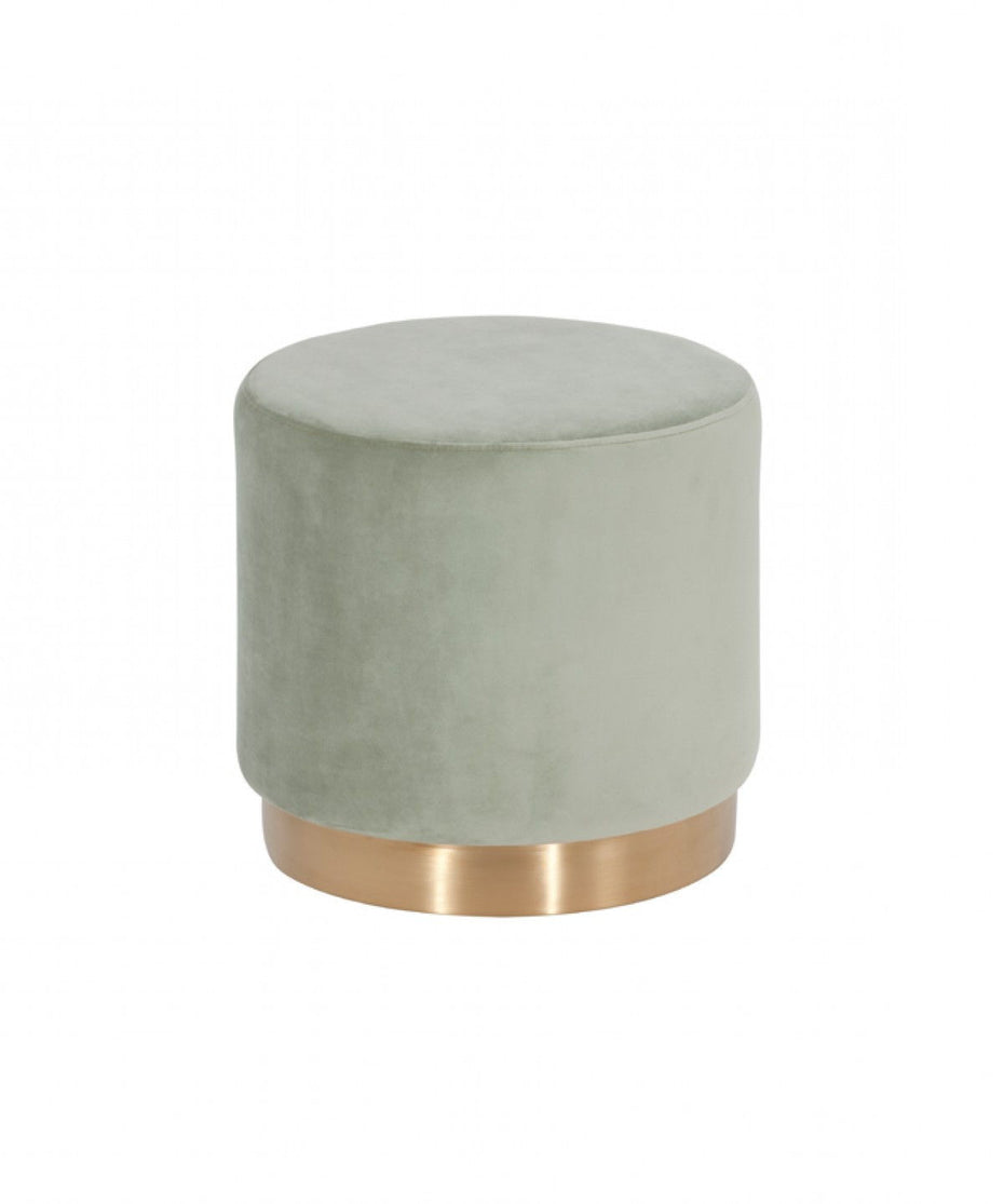 Velvet Footstool Ottoman - Gray / Gold