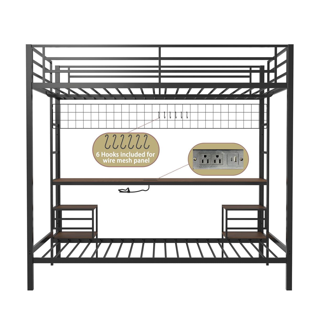 Ethan - Bunk Bed With Desk, Charging Station, Storage Shelves