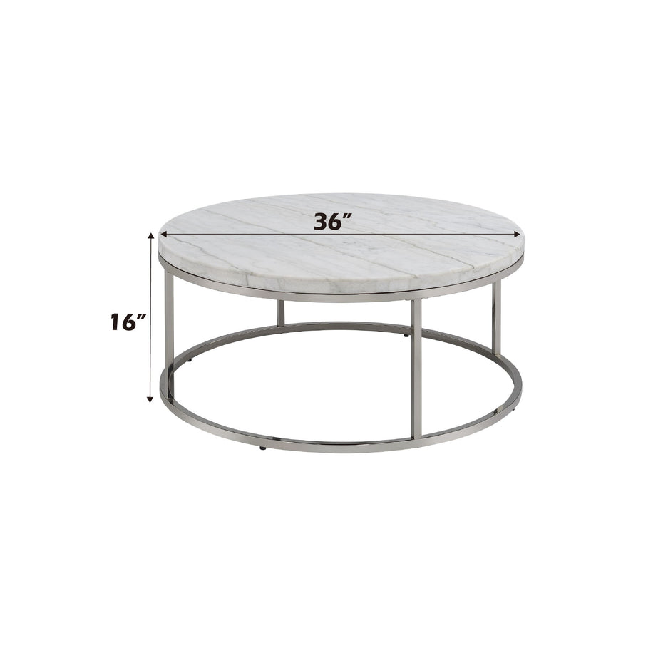 Zaidee - Mable Top Nickel Coffee Table - White