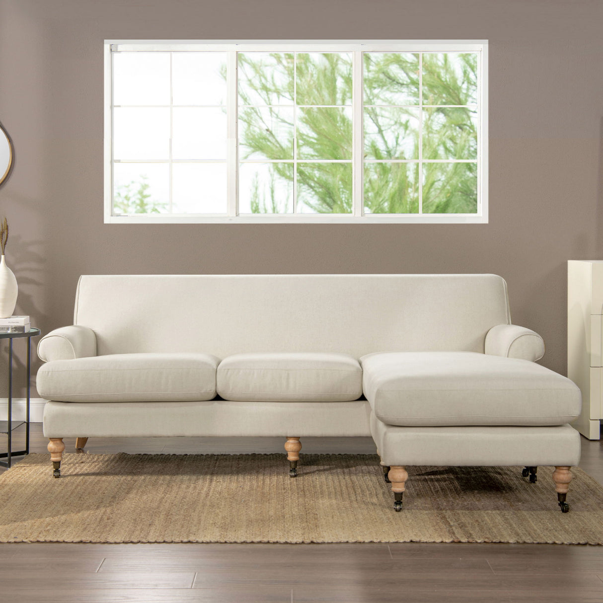 Alana - L-Shape Reversible Sectional Sofa - Light Beige by Jennifer Taylor Home | Bel Furniture