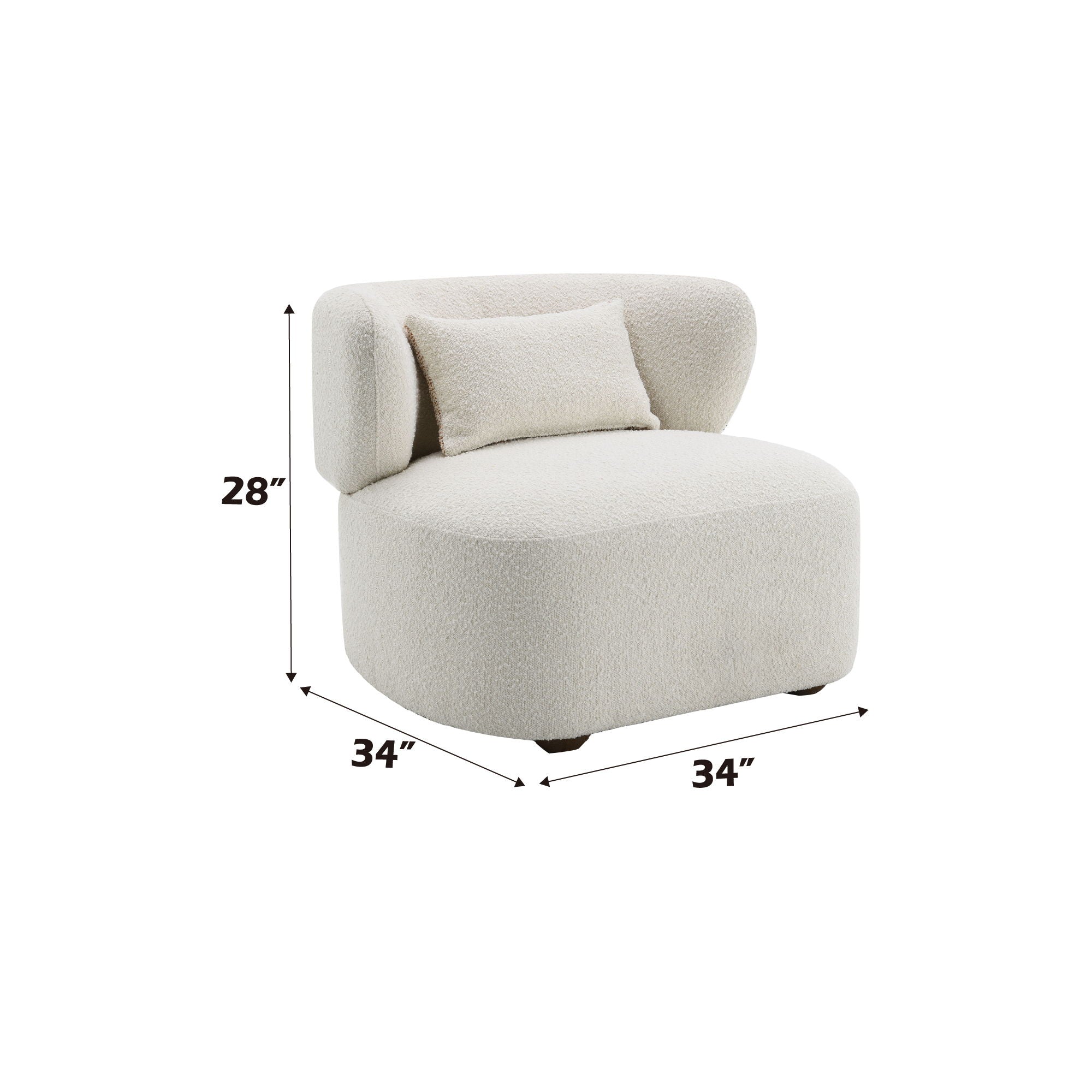 Darius - Boucle Accent Chair With Toss Pillow - Beige