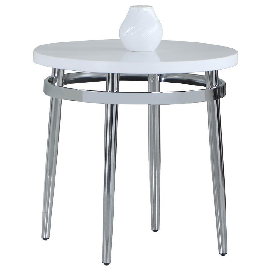 Avilla - Round Marble Top Side End Table - White