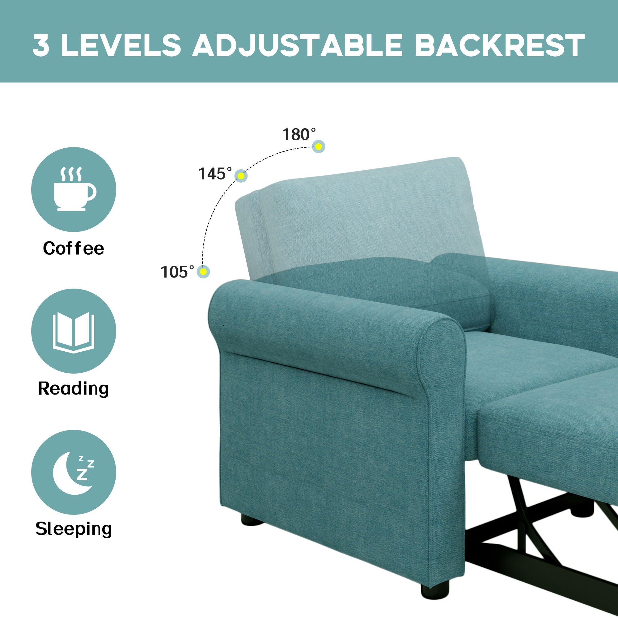 3 In 1 Sofa Bed Chair, Convertible Sleeper Chair Bed, Adjust Backrest Into A Sofa, Lounger Chair, Single Bed, Modern Chair Bed Sleeper For Adults