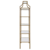 Serena - 5-Shelf Glass Bookshelf - Gold by CoasterEssence | Bel Furniture