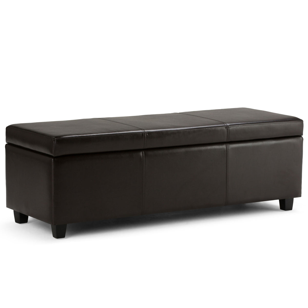 Avalon - Multifunctional Storage Ottoman Bench Dark Brown 48.4"W x 18.1"D x 16.1"H Faux Leather by Simpli-Home | Bel Furniture