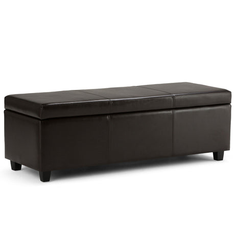 Avalon - Multifunctional Storage Ottoman Bench Dark Brown 48.4"W x 18.1"D x 16.1"H Faux Leather by Simpli-Home | Bel Furniture