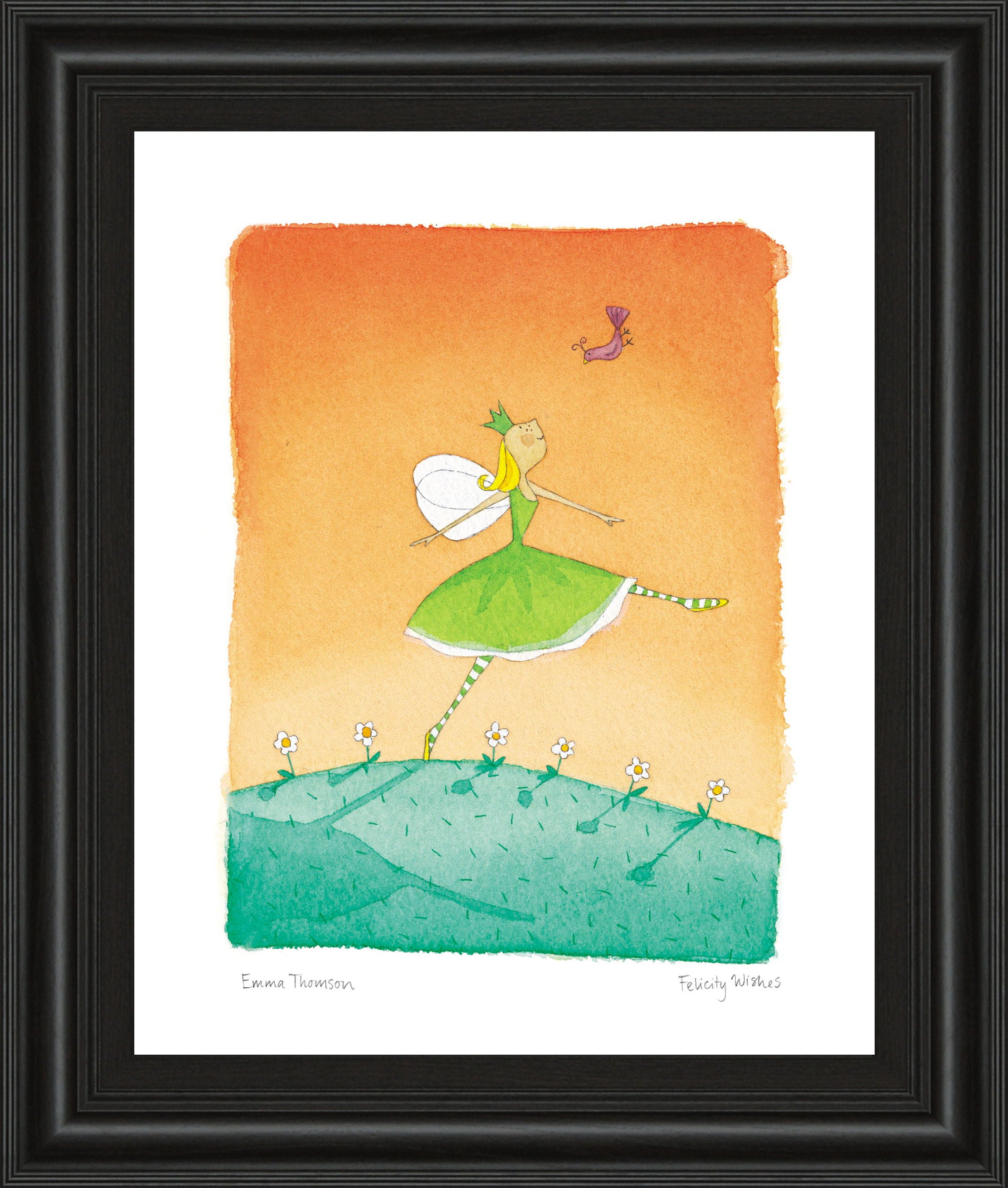 Felicity Wishes IV By Emma Thomson - Framed Print Wall Art - Orange