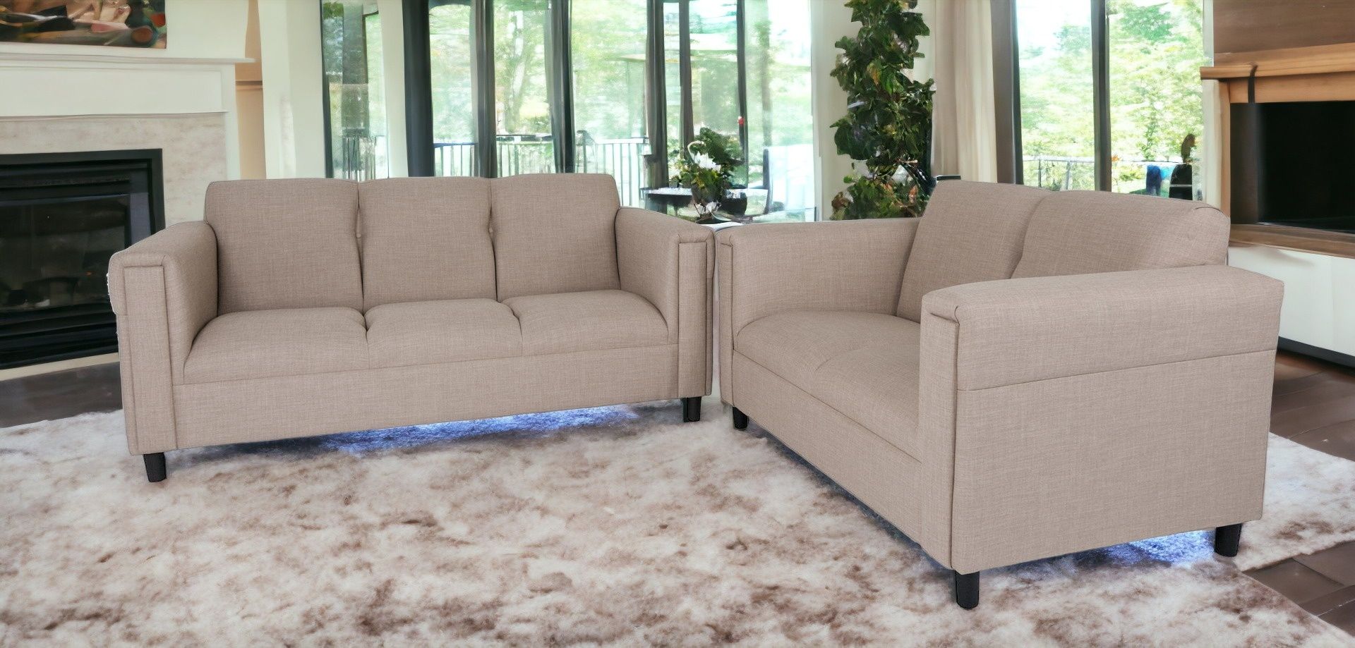 2 Piece Five Person Seating Set - Deep Taupe