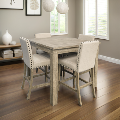 5 Piece Square Pub Dining Room Set by Mollai Collections | Bel Furniture