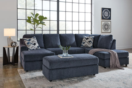 Albar Place - Sectional With Ottoman Blue 3 Pc. - 2-Piece Sectional With Laf Sofa Chaise, Ottoman by Signature Design by Ashley® | Bel Furniture