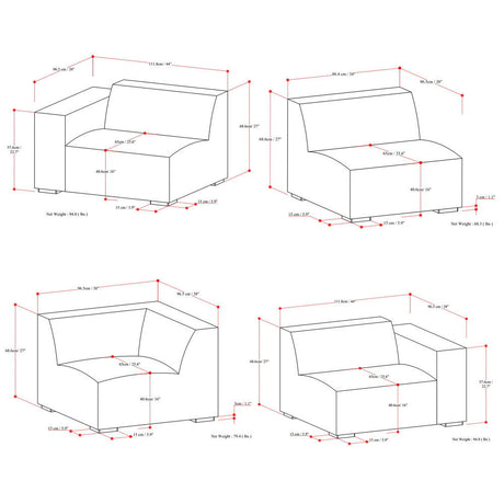Rex - U-Shaped Sectional Sofa - Gray