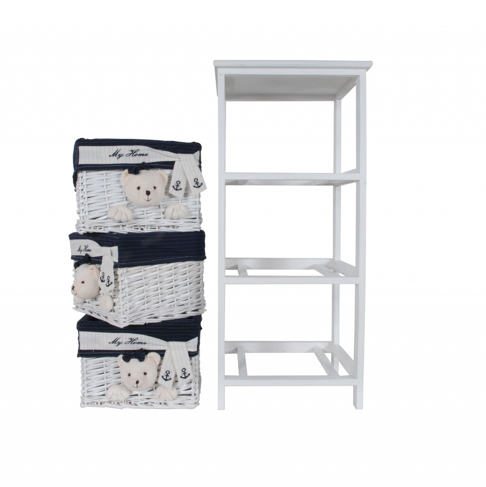 Portable 3 Drawers - White Blue