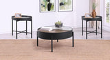 Ozella - Round Coffee Table Set Black 3 Pc. Coffee Table, 2 End Tables by Coaster Fine Furniture | Bel Furniture