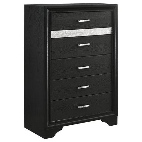 Miranda - 5-Drawer Bedroom Chest Black by CoasterEveryday | Bel Furniture