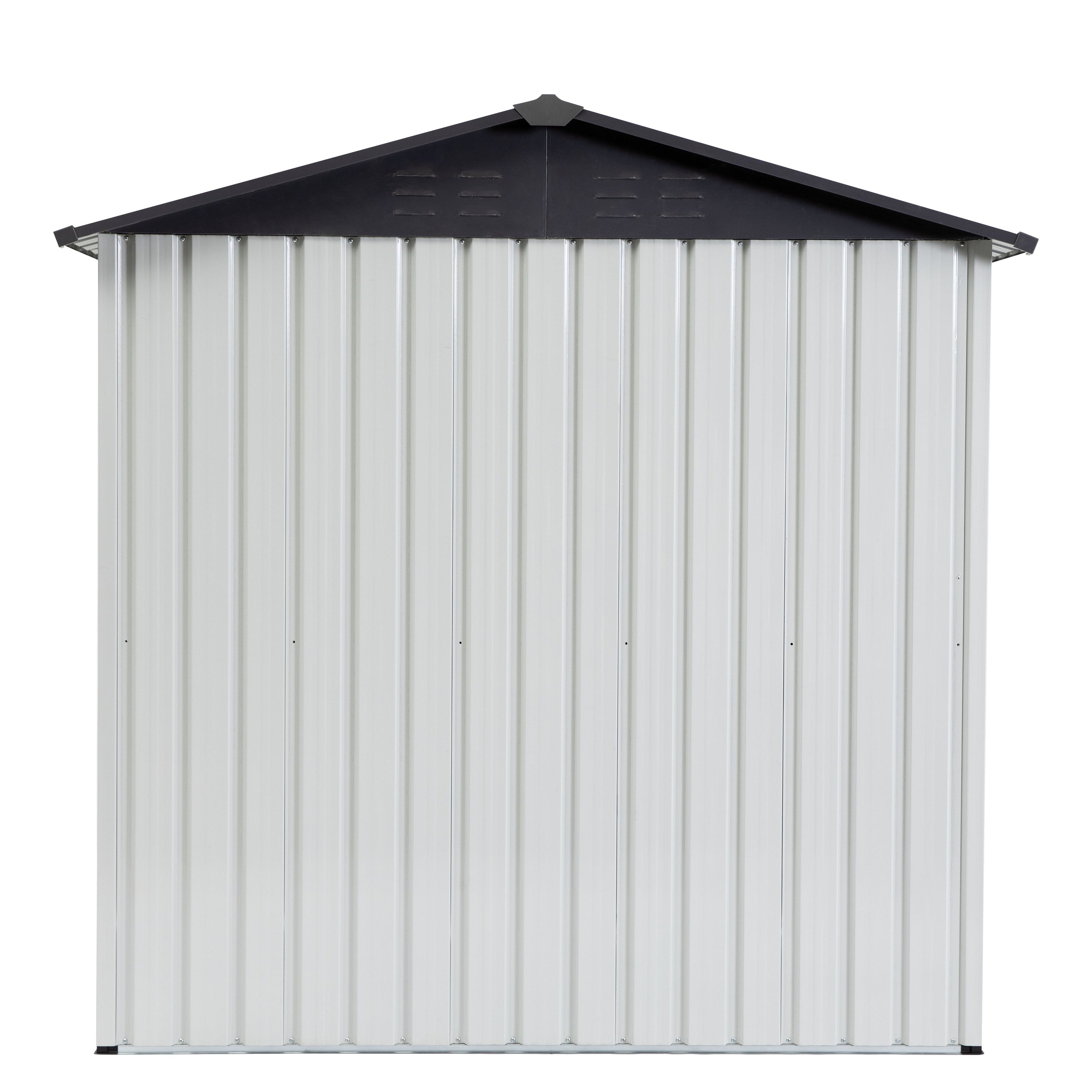 Garden Metal Storage Shed Outdoor Storing Tools Rainproof Hinge Door Version - Gray White