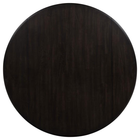 Catley - 5 Piece Round Drop Leaf Dining Table Set - Dark Coffee