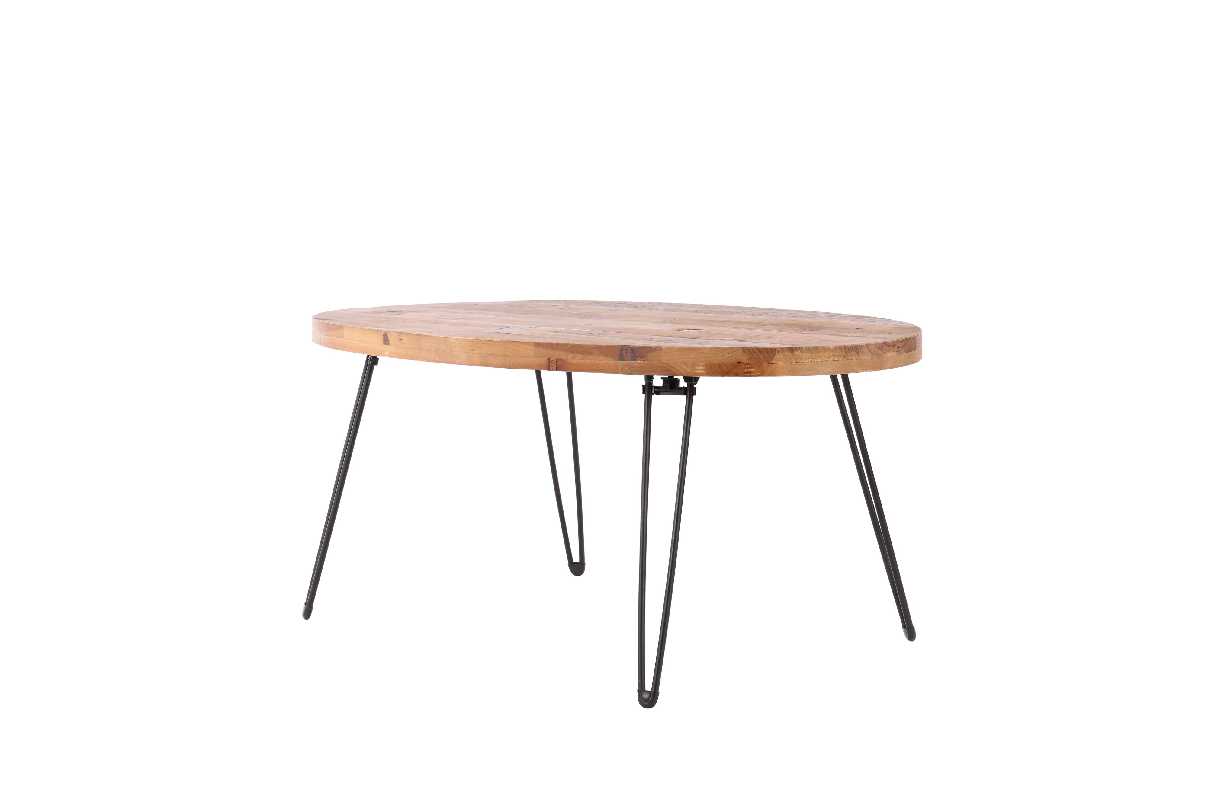 Oval Natural Reclaimed Wood Foldable Cocktail Table For Your Living Room - Natural