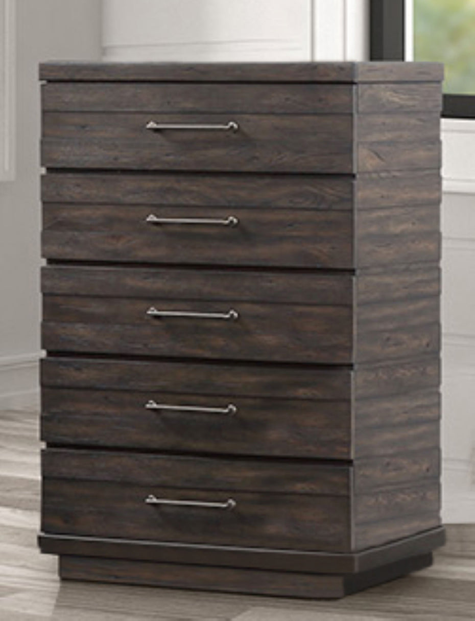 Indutrial Farmhouse 5 Drawer Chest - Brown