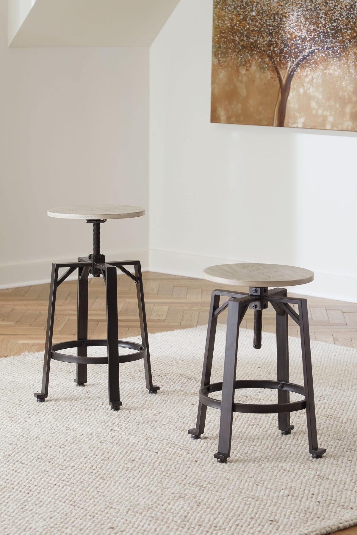 Karisslyn - Whitewash / Black - Swivel Stool (Set of 2) by Signature Design by Ashley® | Bel Furniture