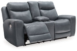 Mindanao - Steel - 2 Pc. - Power Reclining Sofa, Power Reclining Loveseat with Console by Signature Design by Ashley® | Bel Furniture