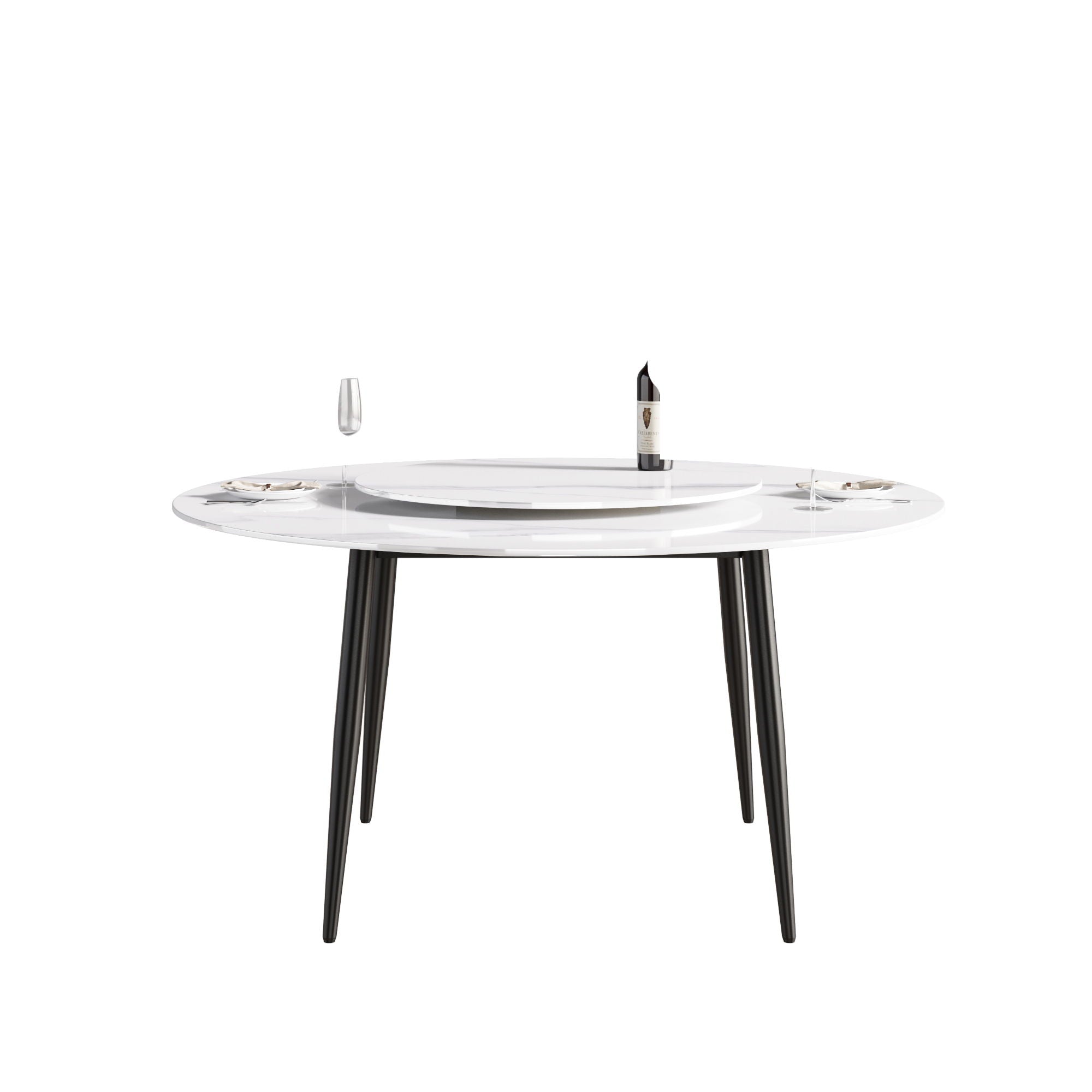 Modern Artificial Stone Round Dining Table, Can Accommodate 6 People Artificial Stone Turntable - White