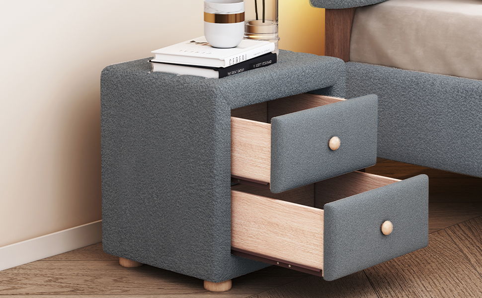 Teddy Fleece Nightstand With 2 Drawers