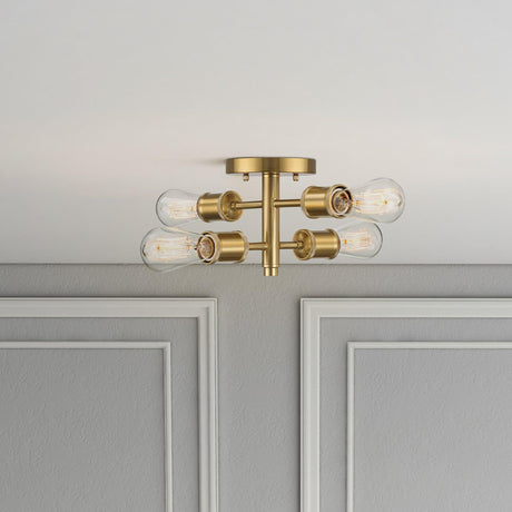 Ephemeral - 4 Lights Semi Flush Mount Ceiling Pendant - Antique Brass / Clear / Gold - view 3