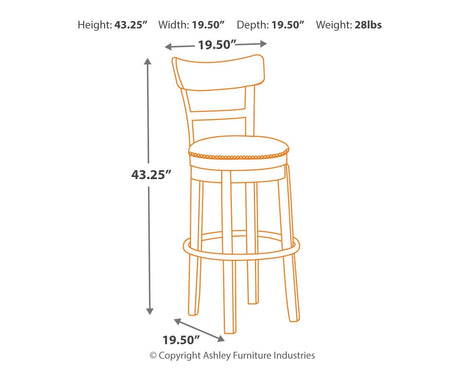 Pinnadel - Swivel Barstool by Signature Design by Ashley® | Bel Furniture
