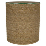 Halden - Round Woven Seagrass Accent Side Table - Light Brown