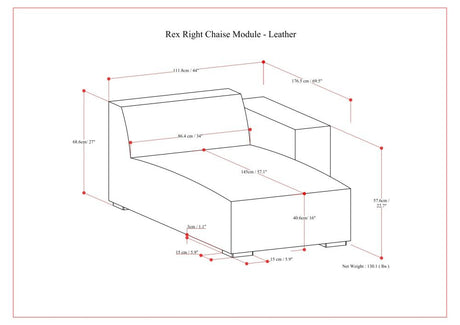 Rex - Right Chaise Sofa Module - Brown