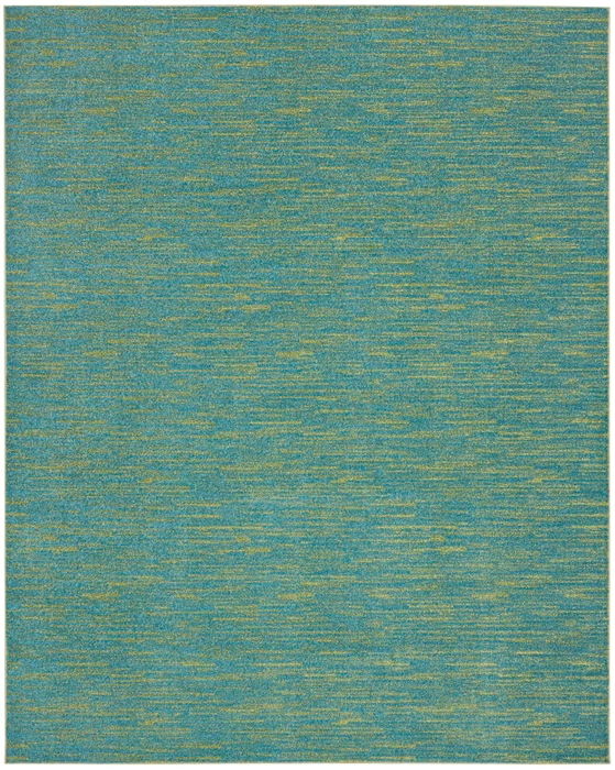 9' X 12' Striped Non Skid Indoor / Outdoor Area Rug - Blue / Green