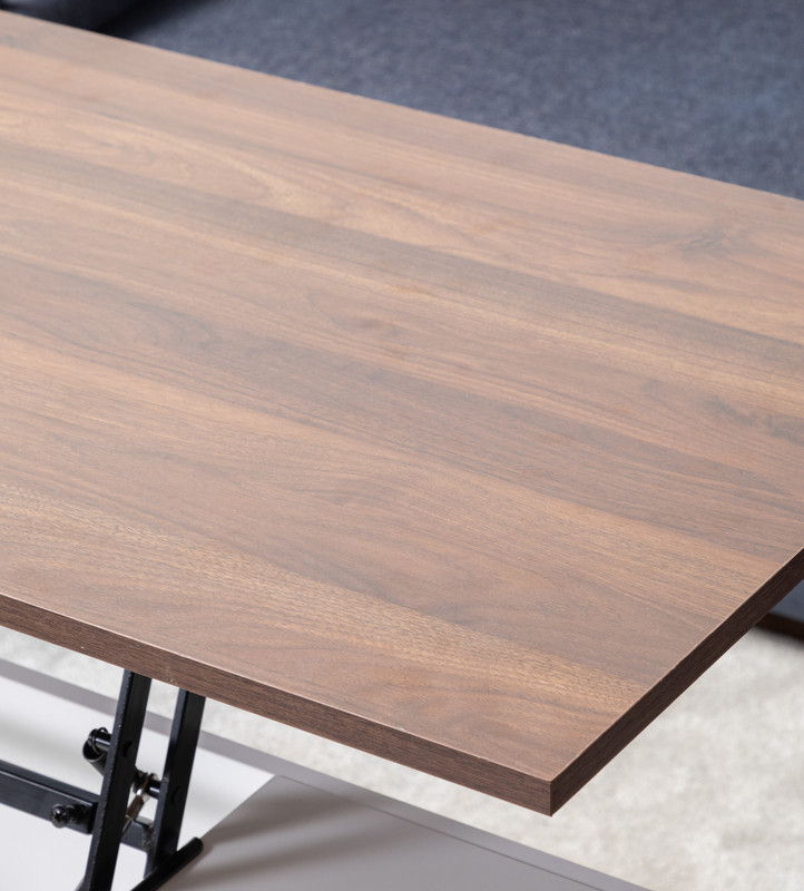 Luna - Coffee Table With Walnut Finish Lift Top, 2 Drawers, And 2 Shelves - White And Brown by Lilola Home | Bel Furniture