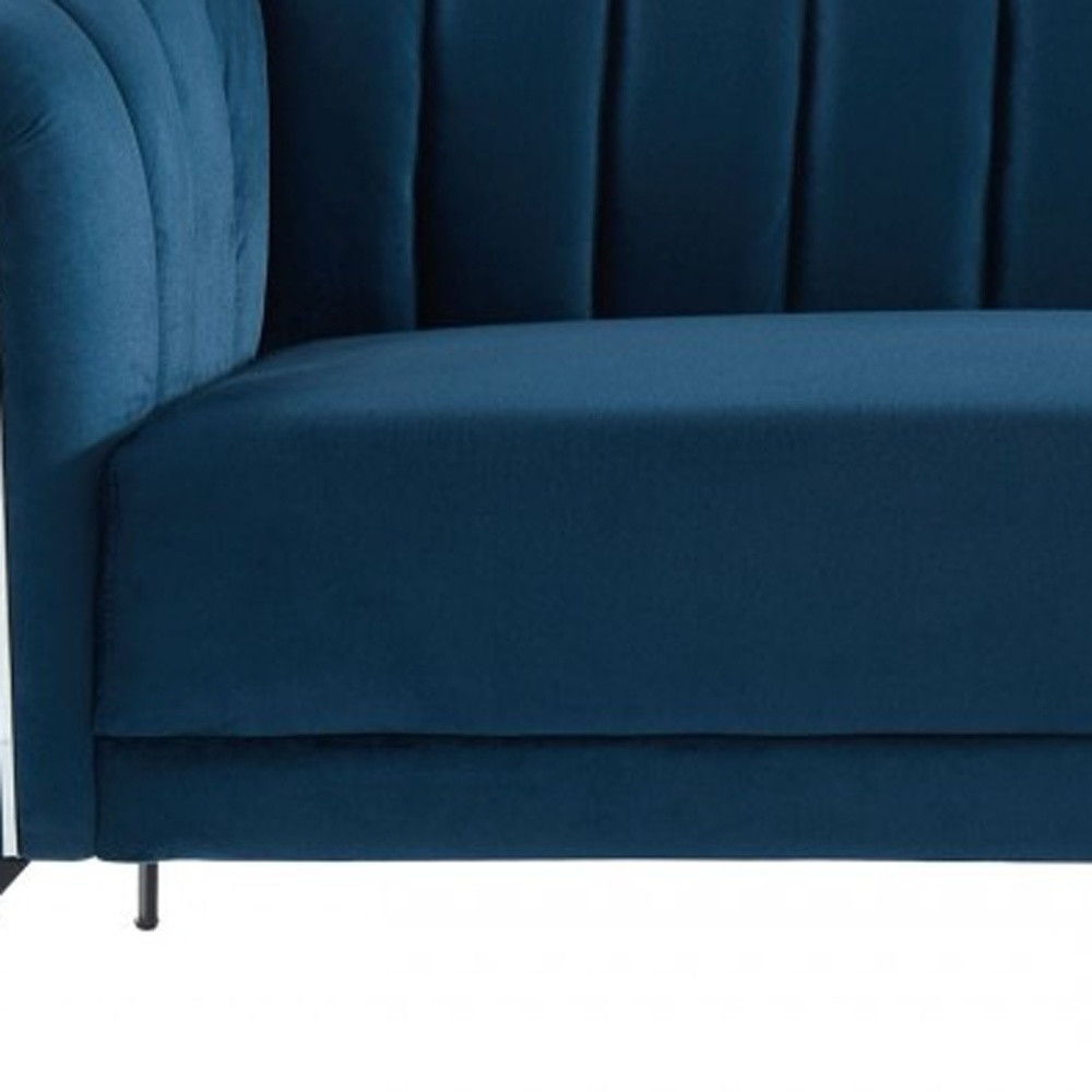 Sofa With Silver Legs - Blue