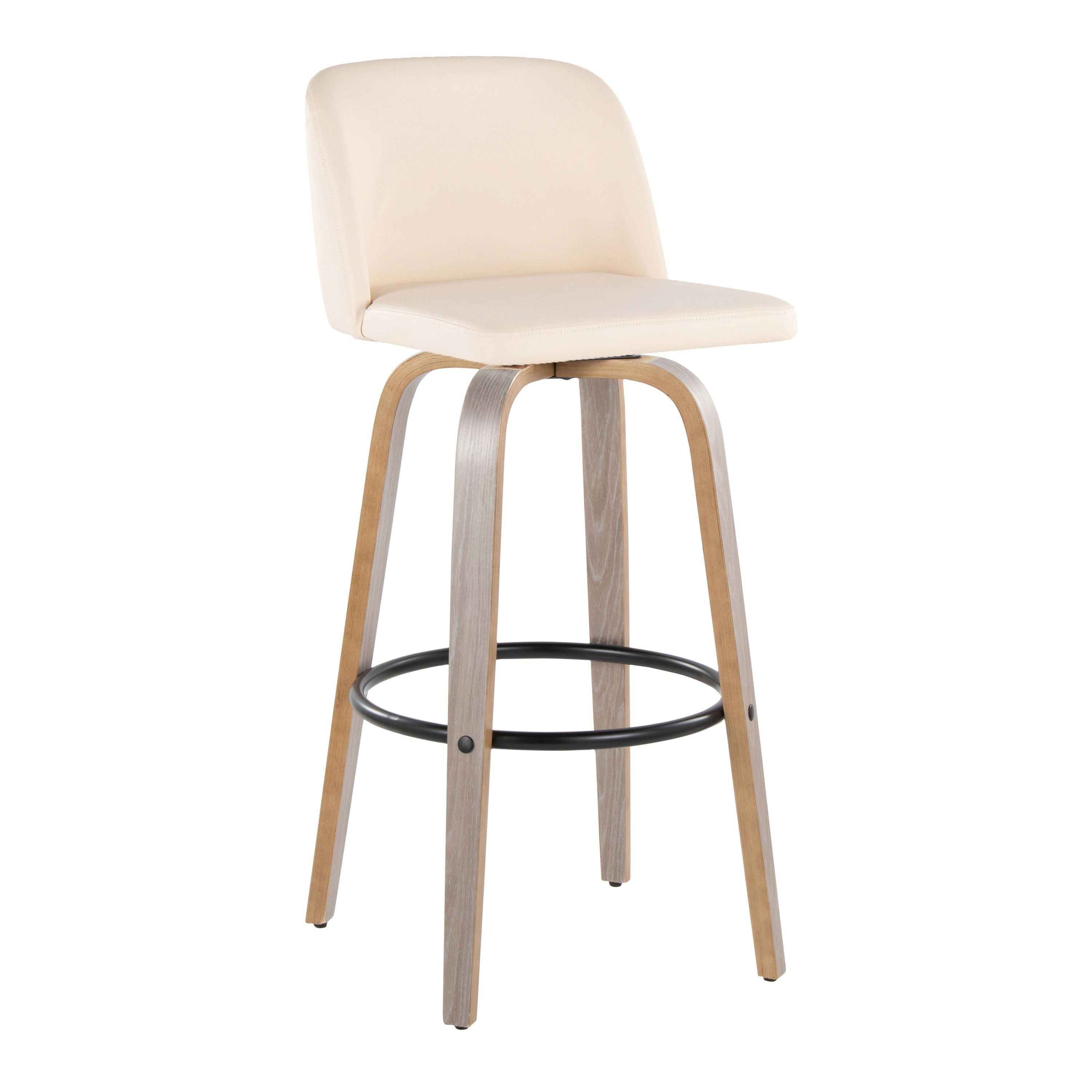 Toriano - Fixed Height Contemporary Barstool With Swivel With Round Footrest (Set of 2)