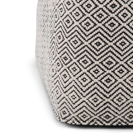Brynn - Square Pouf - Patterned Black / Natural by Simpli-Home | Bel Furniture