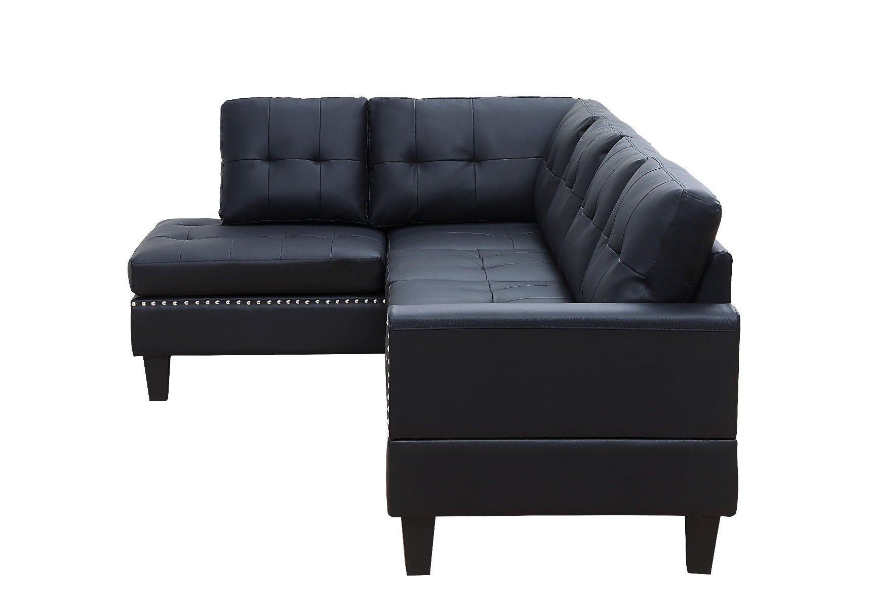 Polyurethane L Shaped Two Piece Corner Sectional - Black