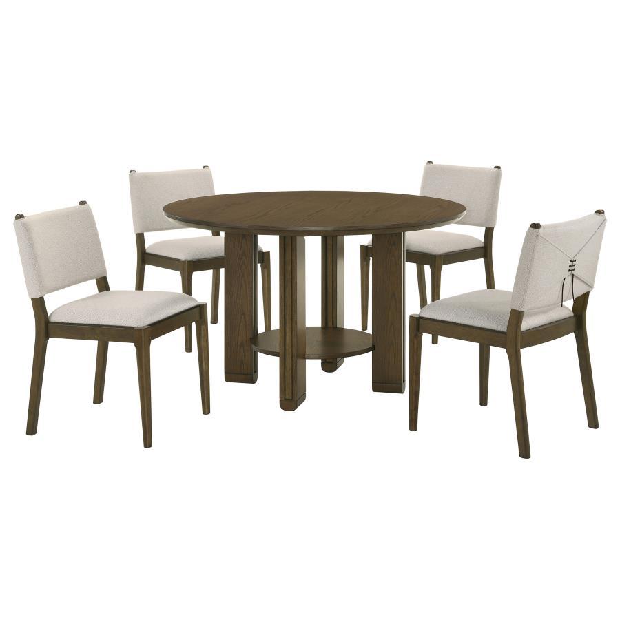 Ottowa - 5 Piece Round Wood Dining Room Table Set - Brown by Coaster Fine Furniture | Bel Furniture