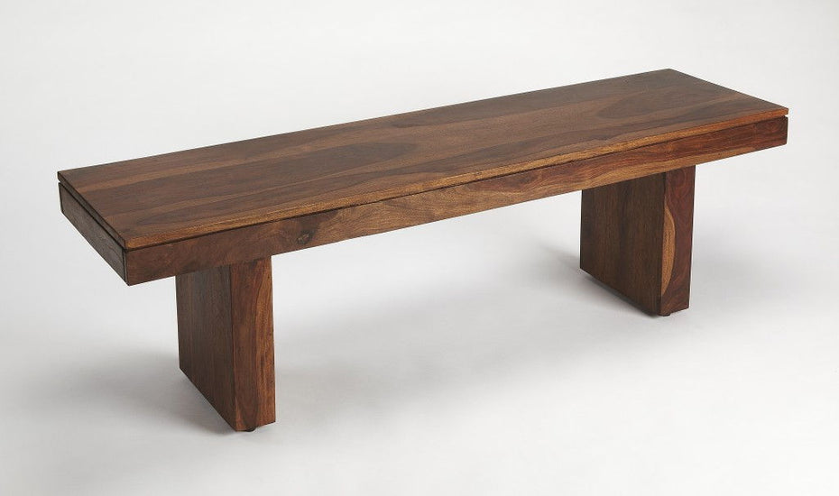 Modern Chunky Solid Wood Bench - Dark Brown