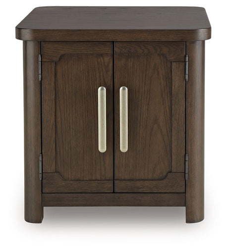 Breckington - Rectangular 2-door End Table - Dark Brown