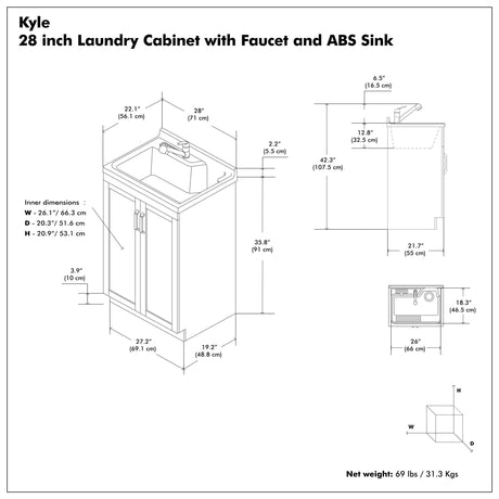 Kyle - Laundry Cabinet & Faucet And Stainless Steel Sink - view 4