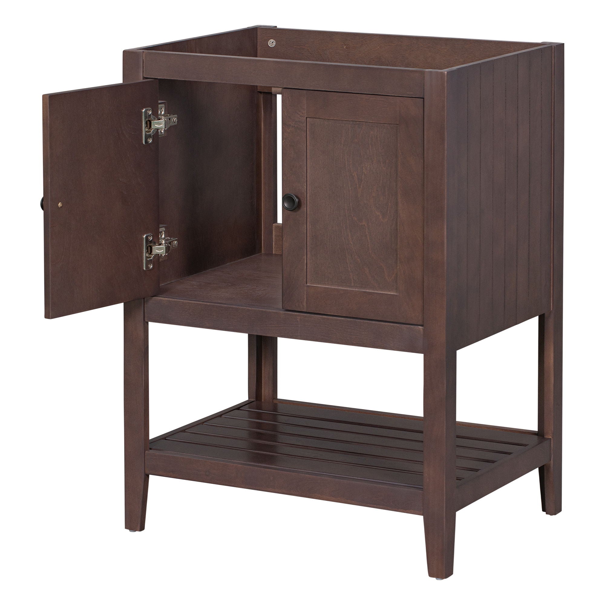 Bathroom Vanity Base Only, Soild Wood Frame, Bathroom Storage Cabinet With Doors And Open Shelf