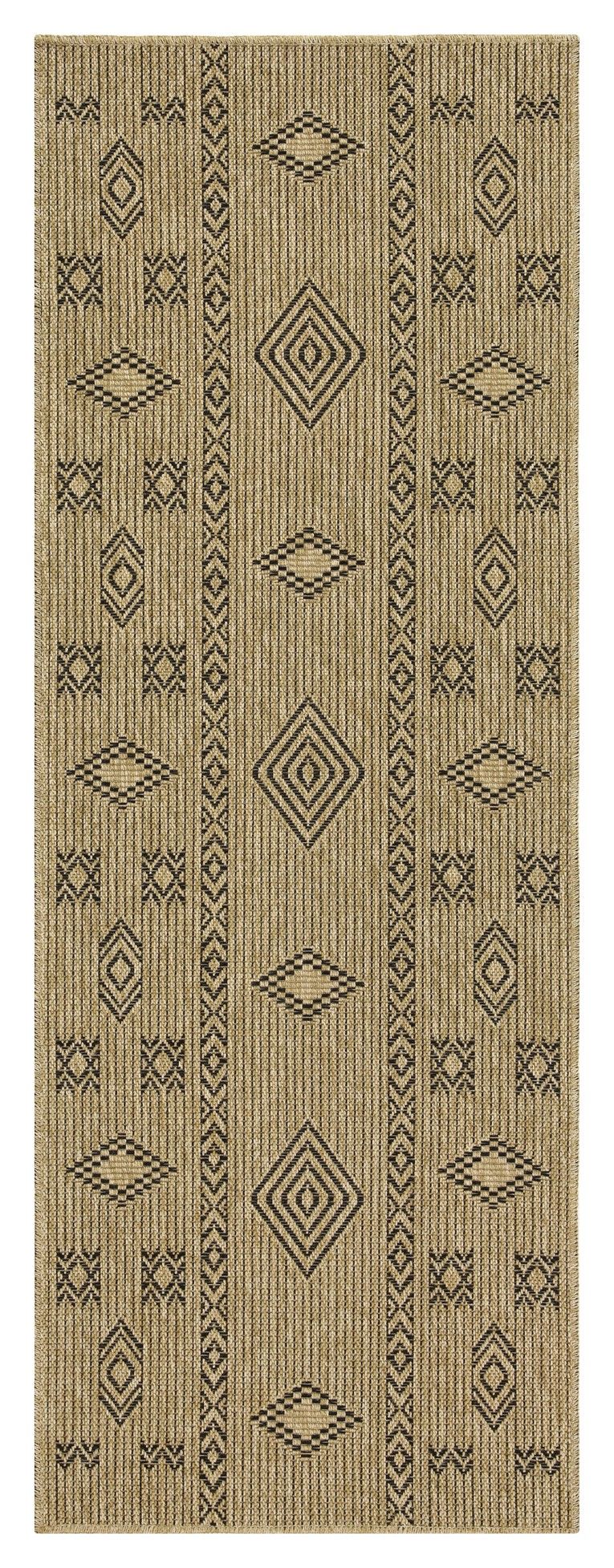 Earth - 2'7" X 7'3" Indoor, Outdoor Area Rug - Jute / Black