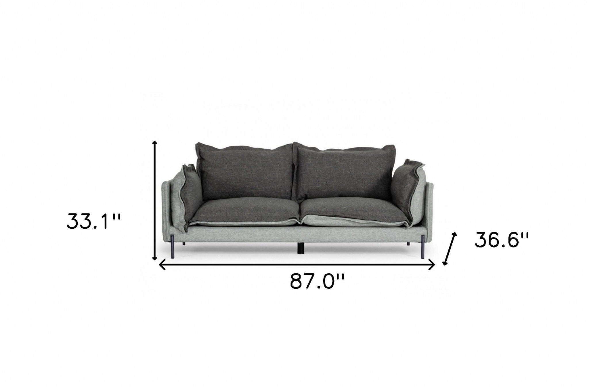 Modern Two Tone Sofa With Reversible Cushions - Gray