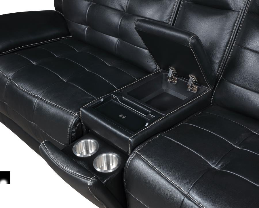 Hewitt - Leather Upholstered Power Reclining Sectional - Black by Coaster Fine Furniture | Bel Furniture