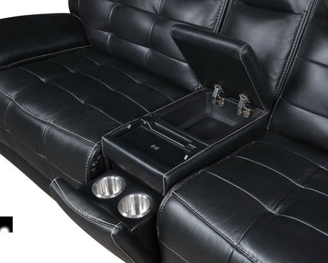Hewitt - Leather Upholstered Power Reclining Sectional - Black by Coaster Fine Furniture | Bel Furniture