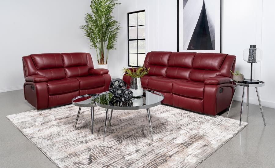 Camila - Upholstered Reclining Sofa Set Red 2 Pc. Sofa, Loveseat by Coaster Fine Furniture | Bel Furniture