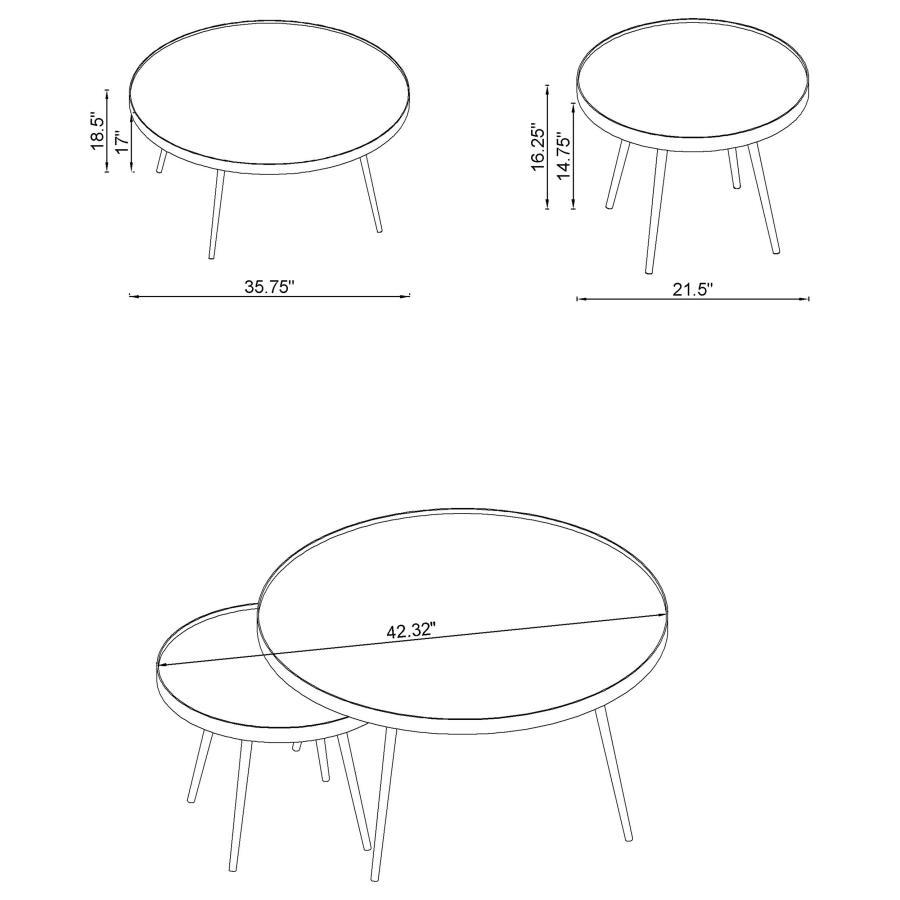 Kaelyn - 2 Piece Round Mirror Top Nesting Coffee Table